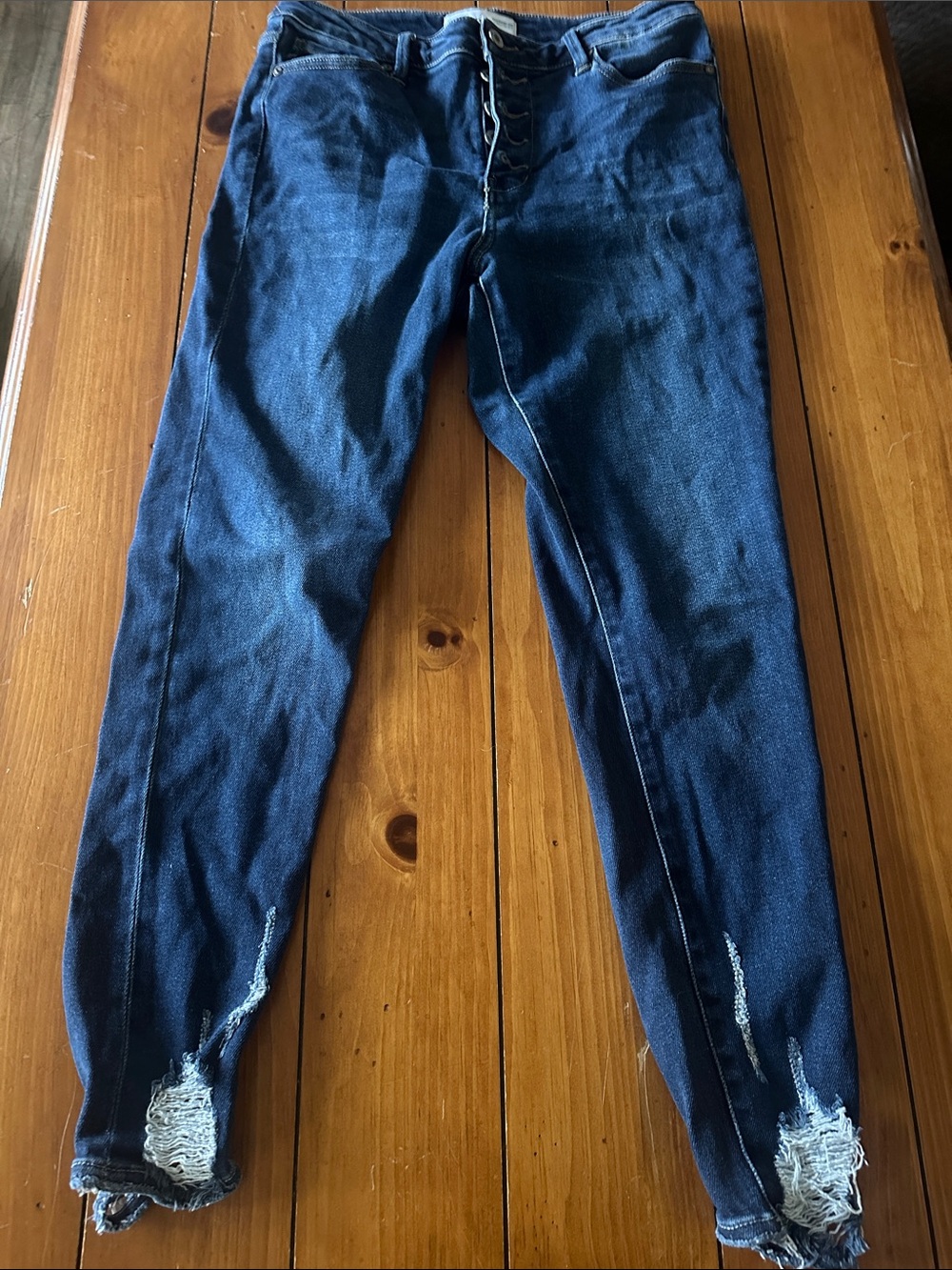 Dark Indigo Button-Fly Skinny Jeans